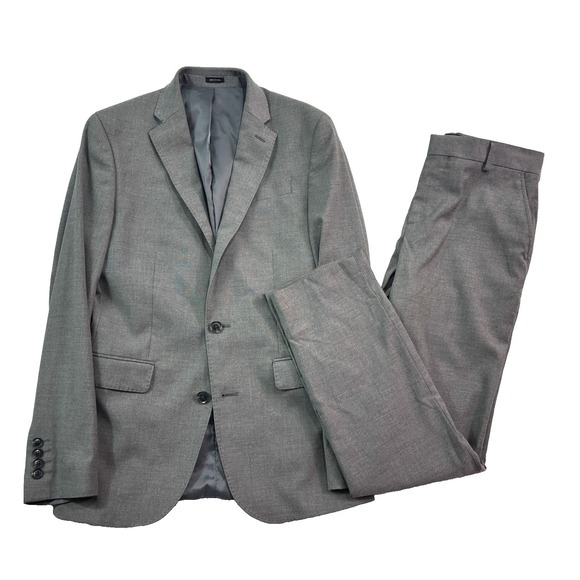 J Ferrar 36R 30x30 Slim Fit Gray 2pc Pant Suit Stretch Two Button Flat Front